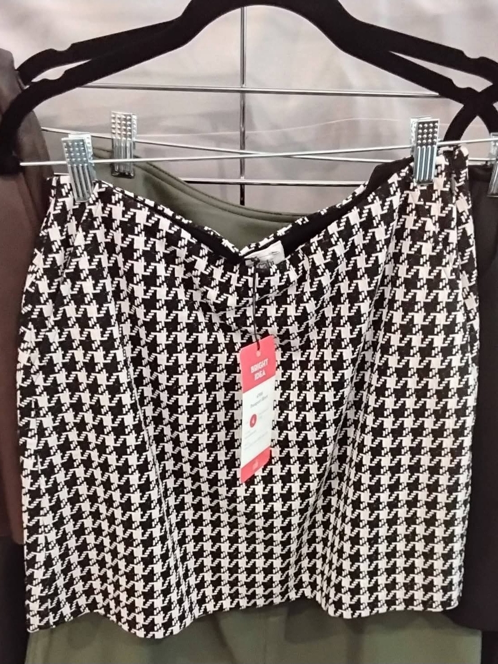 CAbi Black & White Houndstooth Mini Skirt